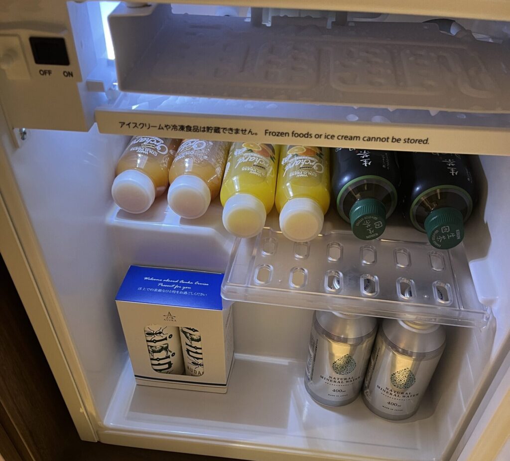 冷蔵庫の中身は毎日スタッフの方が補充してくれる